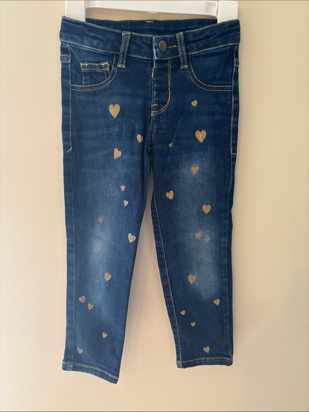 Ruffle Butts Dark Blue Skinny Jeans with Gold Hearts